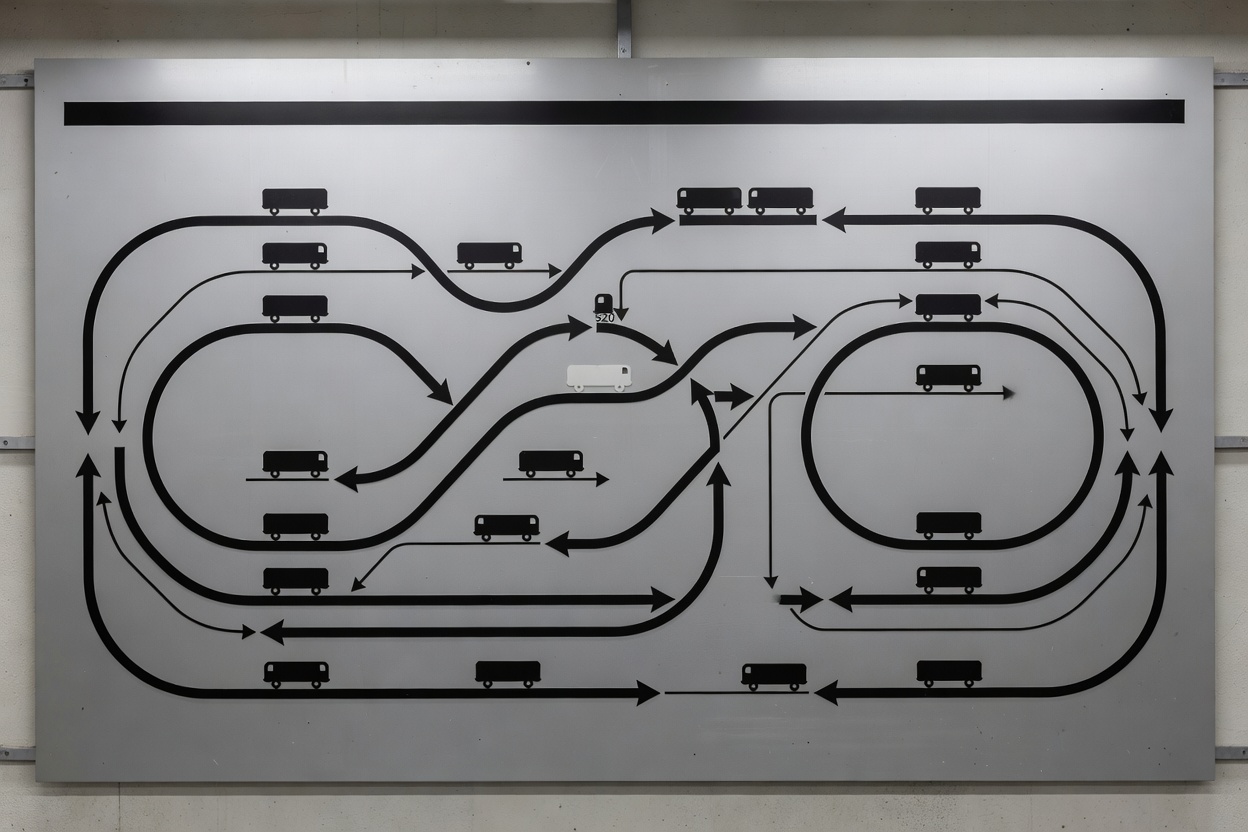 Operations board and diagram showing rolling stock turnaround rotations
